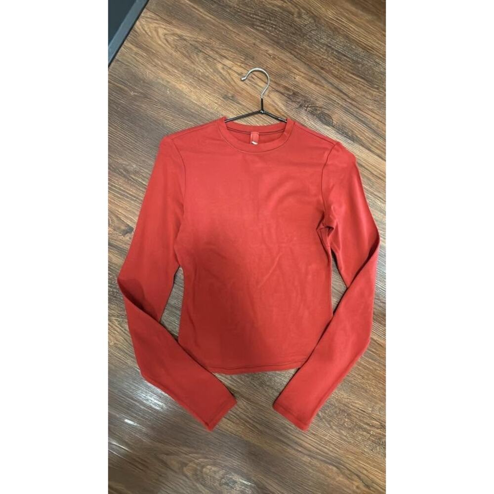 SKIMS COTTON JERSEY Long Sleeve T-Shirt Brick Size XS NWT #1469